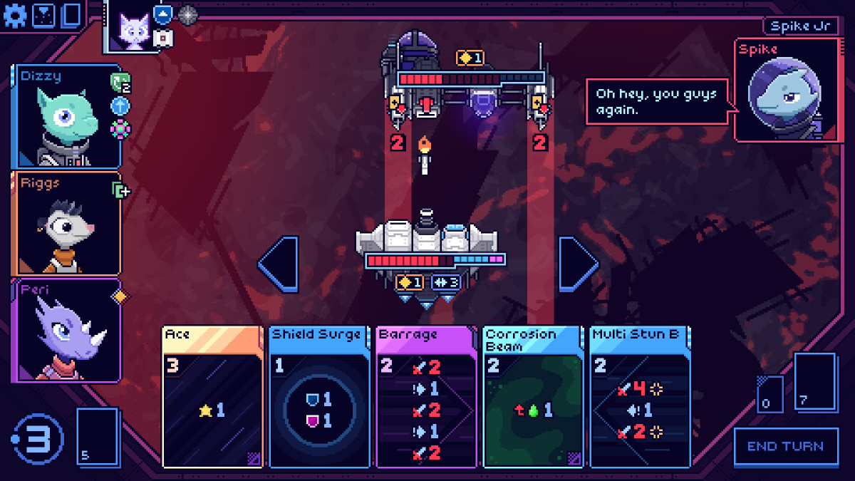 Cobalt Core screenshot of a space ship fight.